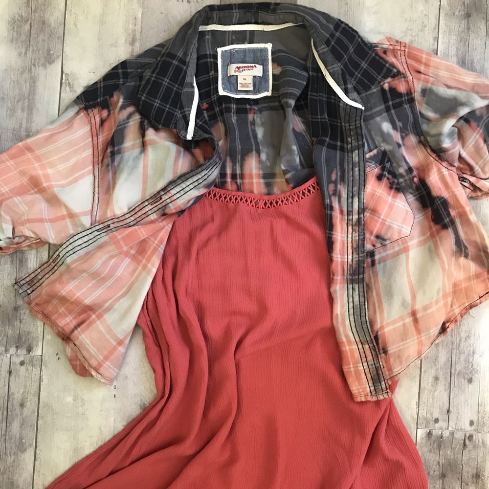 cropped bleach dyed flannel